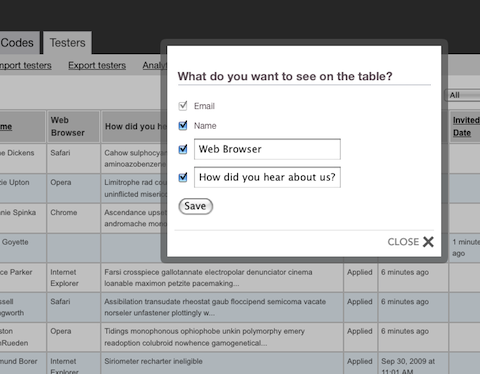 Customized Prefinery Testers View