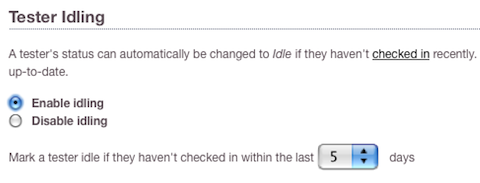 Enable Tester Idling from the Advanced Settings Page